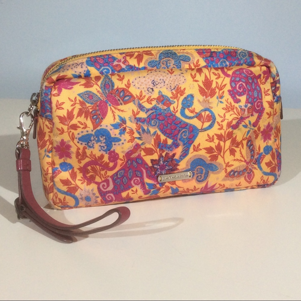 Jim Thompson Floral Animal Cosmetic Case Wristlet